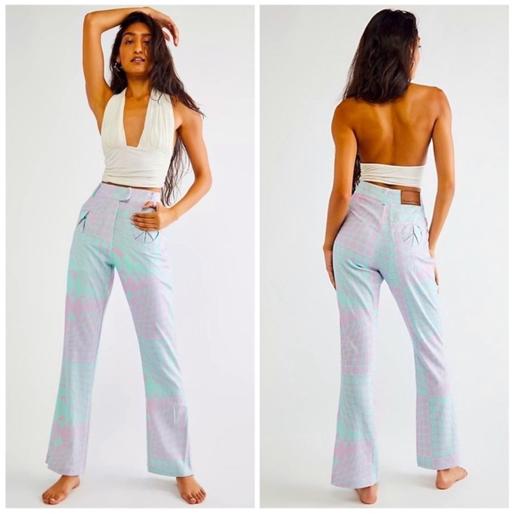 House of Sunny x Free People Purple Haze Party Pants Purple Green Psychedelic 2
